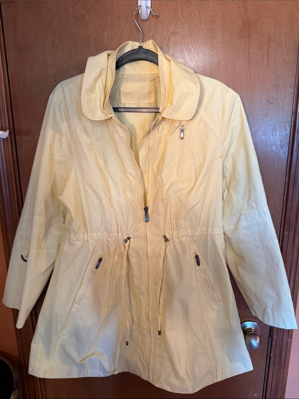 Women's Light Yellow Cinch-Waist Trench Coat